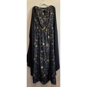 Unique Vintage Celestial Moon Stars Halloween Cosplay Maxi Dress Women’s M